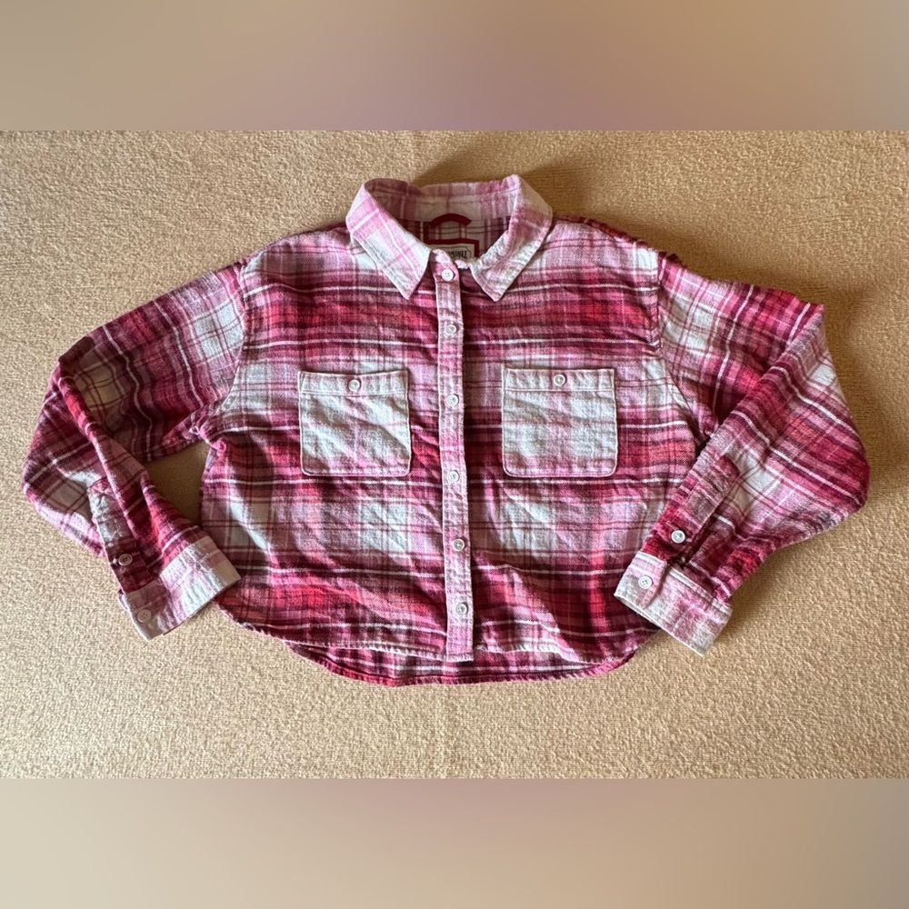 American Eagle Outfitters Pink Plaid Button Down Shirt